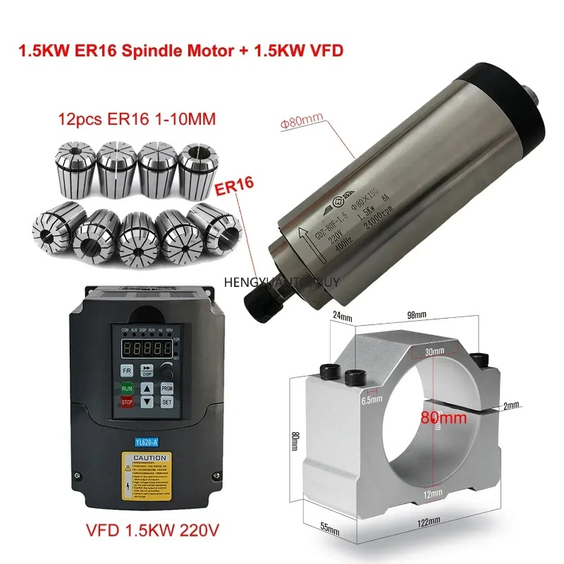Er20 Collet Chuck Spindle Motor 220V - Zestaw silnika wrzecionowego chłodzonego powietrzem 800W